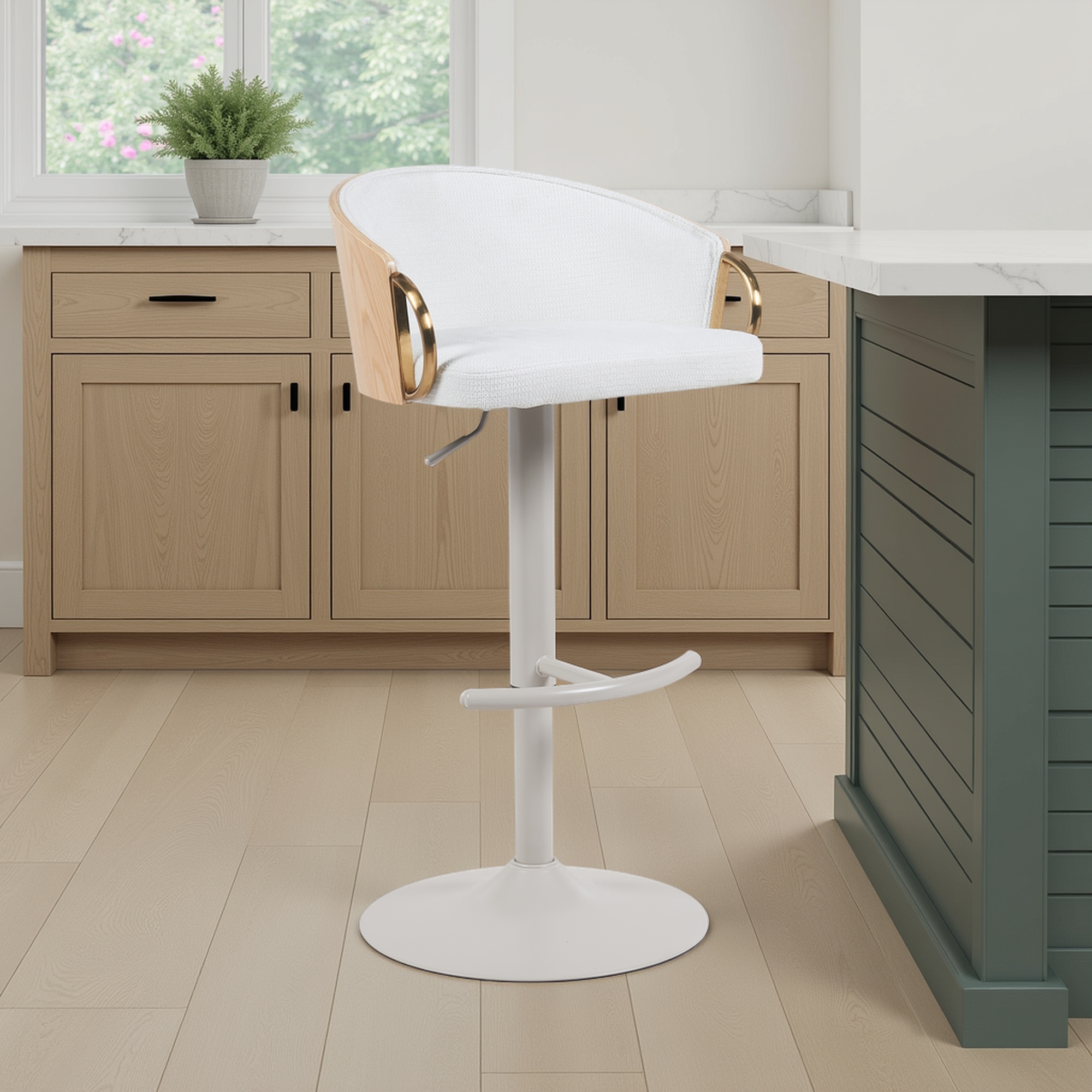 Armen Living Solstice Adjustable Upholstered Bar Stool