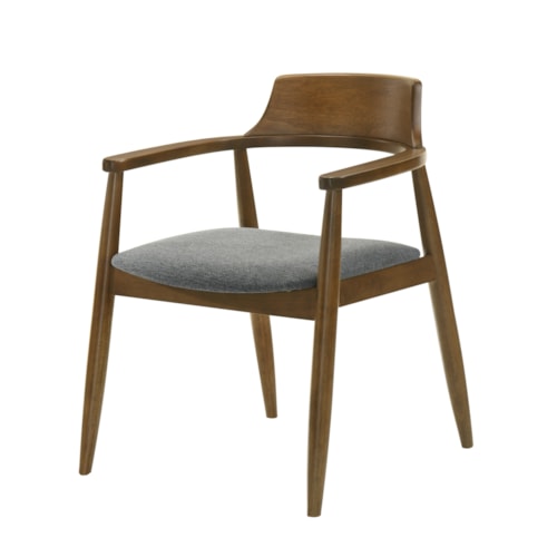 Mid-Century Modern Solid Wood Dining Chair with Upholstered Seat