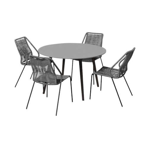Contemporary 5-Piece Outdoor Dining Set with Rope Details