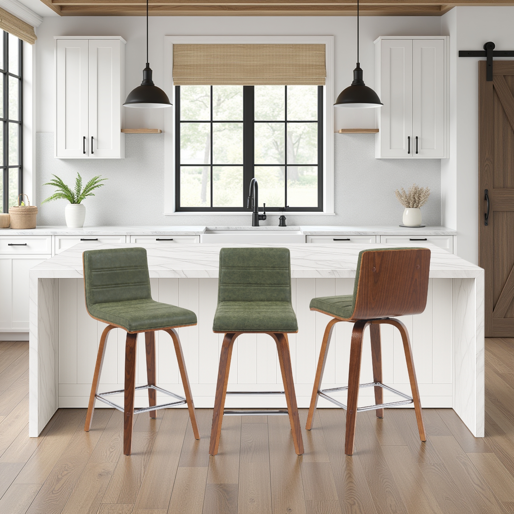 Armen Living Vienna Upholstered Swivel Counter Stool