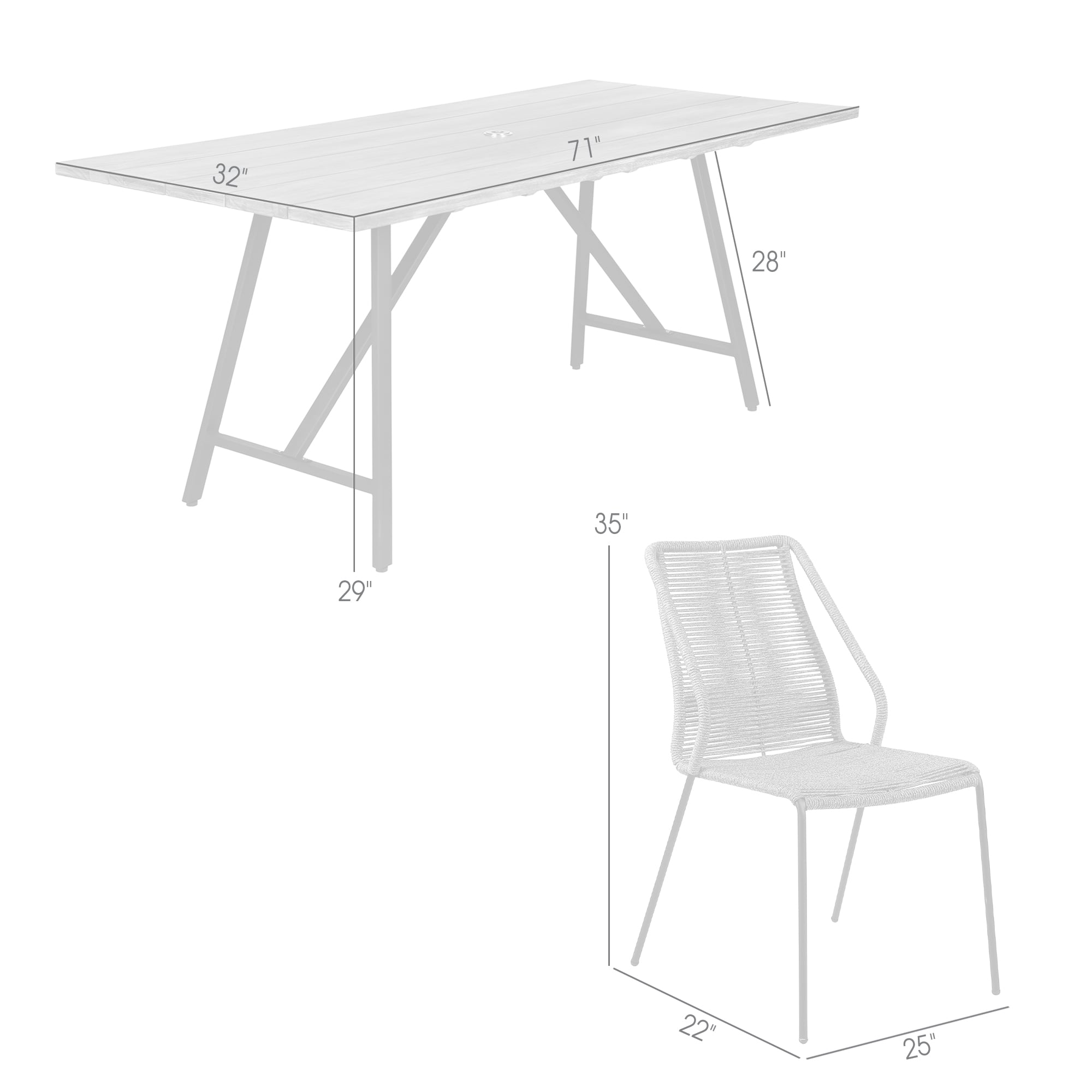 Armen Living Frinton / Clip 5-Piece Outdoor Dining Set