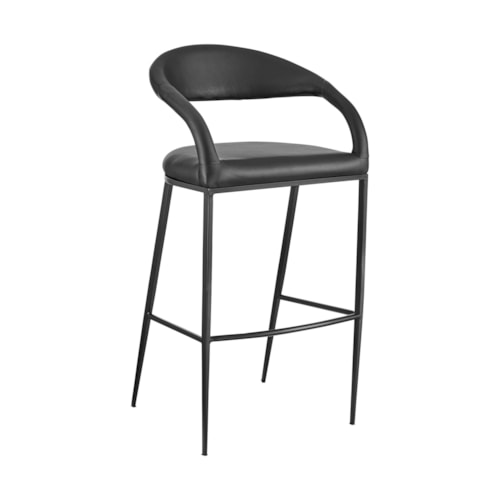 Contemporary Fixed Counter-Height Stool with Faux Leather Upholstery