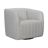 Transitional Leather Swivel Barrel Chair