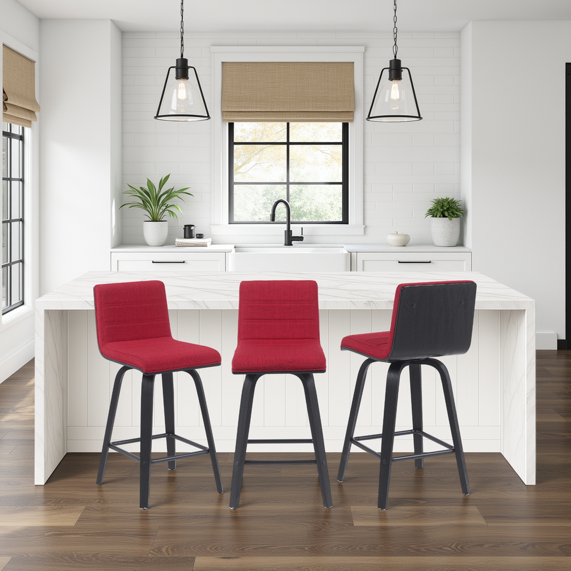Armen Living Vienna Upholstered Swivel Counter Stool