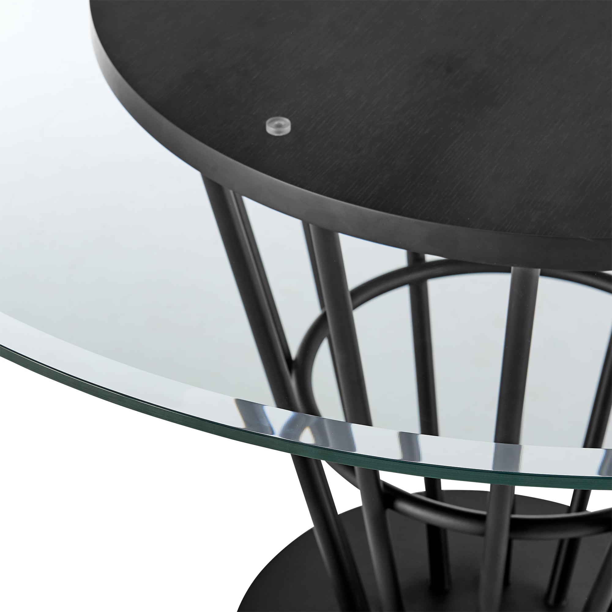 Armen Living Veronica 48" Round Glass-Top Dining Table