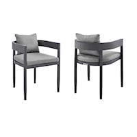 Set of 2 Contemporary Outdoor Patio Dining Chairs