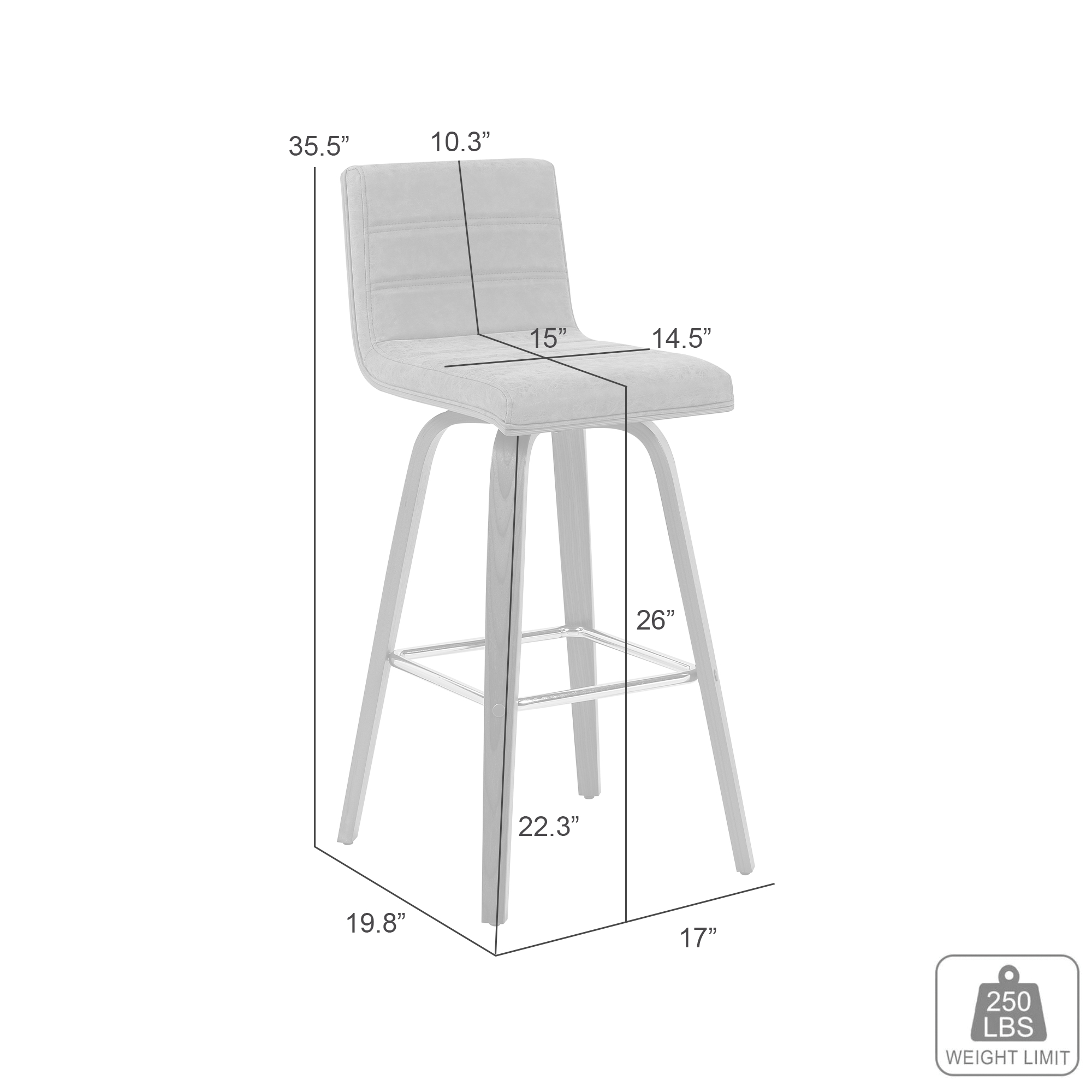 Armen Living Vienna Upholstered Swivel Counter Stool