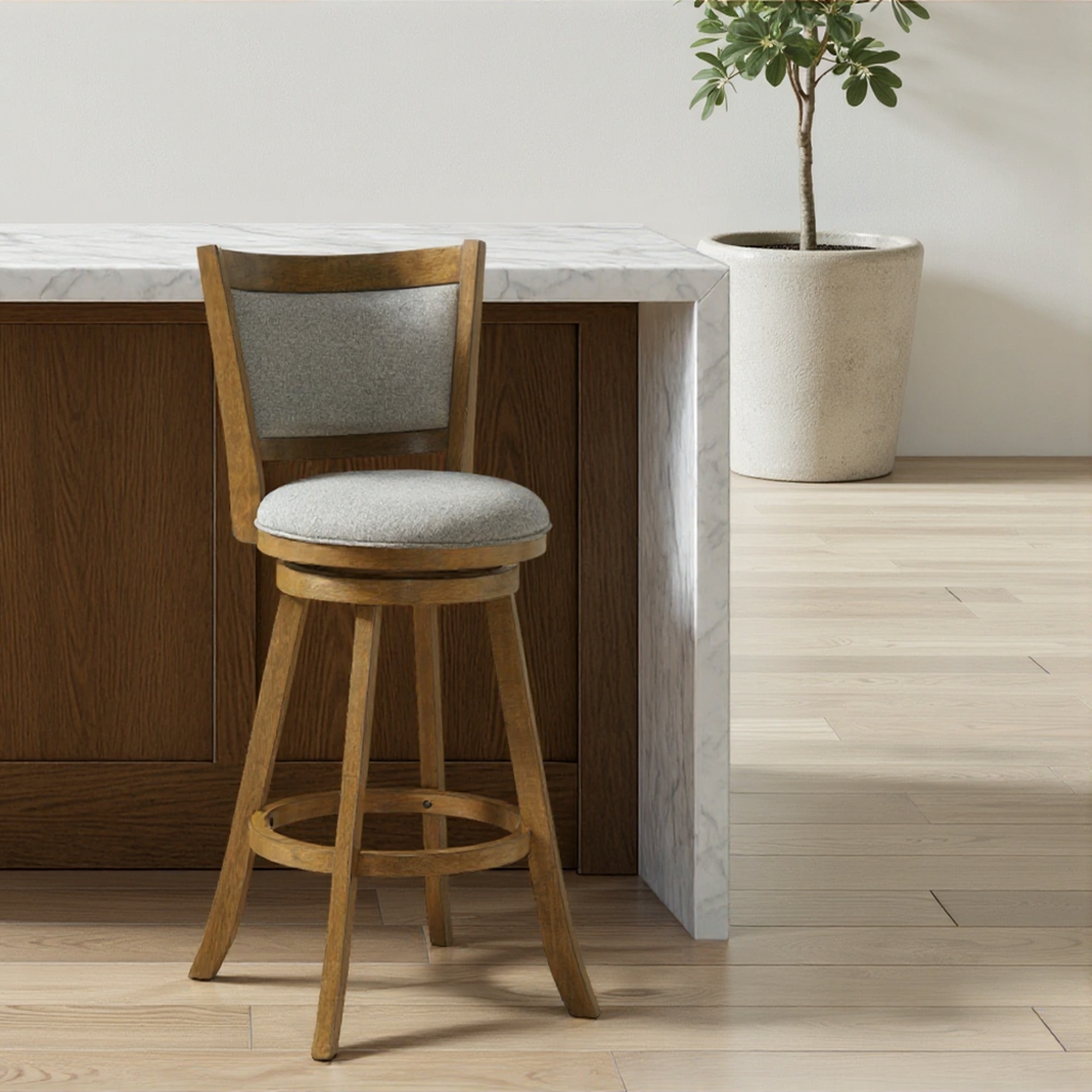 Armen Living Aiden Upholstered Bar-Height Swivel Stool