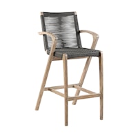 30" Light Eucalyptus Wood and Charcoal Rope Counter Stool