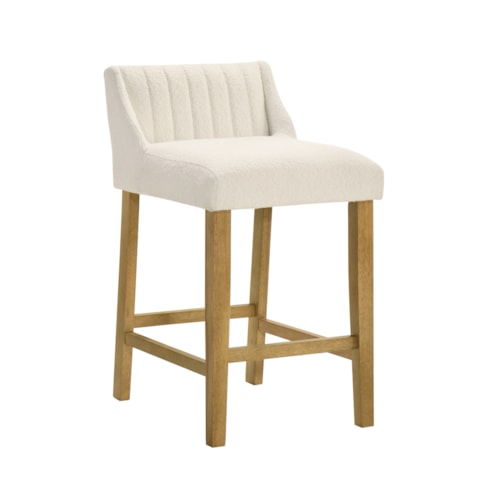 Contemporary Upholstered Counter Stool with Channel-Tufted Back