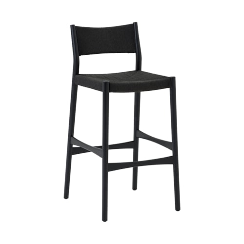 Contemporary Counter Height Stool with Woven Paper Cord Back