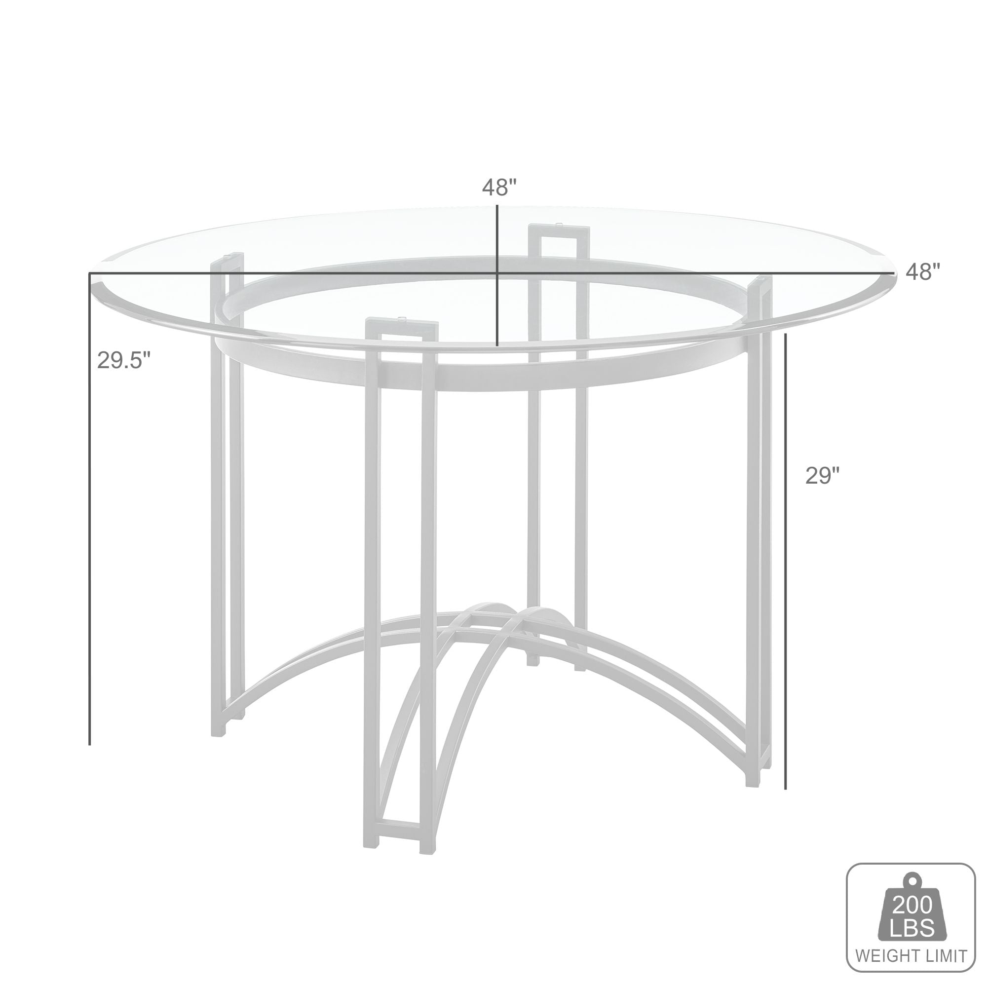 Armen Living Tibet Round Glass-Top Dining Table