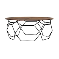 Contemporary Round Coffee Table with Metal Base