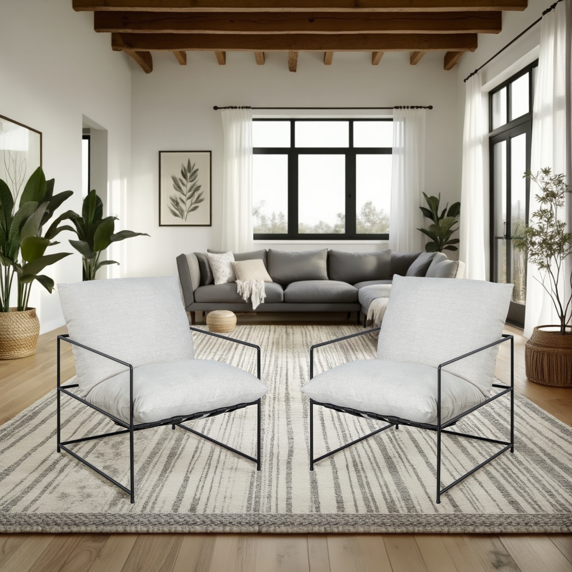 Armen Living Rogan Modern Industrial Accent Chair