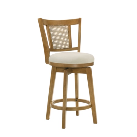 Splat-Back Upholstered Swivel Counter Stool