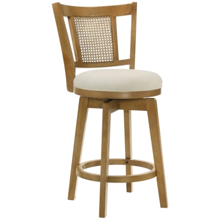 Splat-Back Upholstered Swivel Barstool