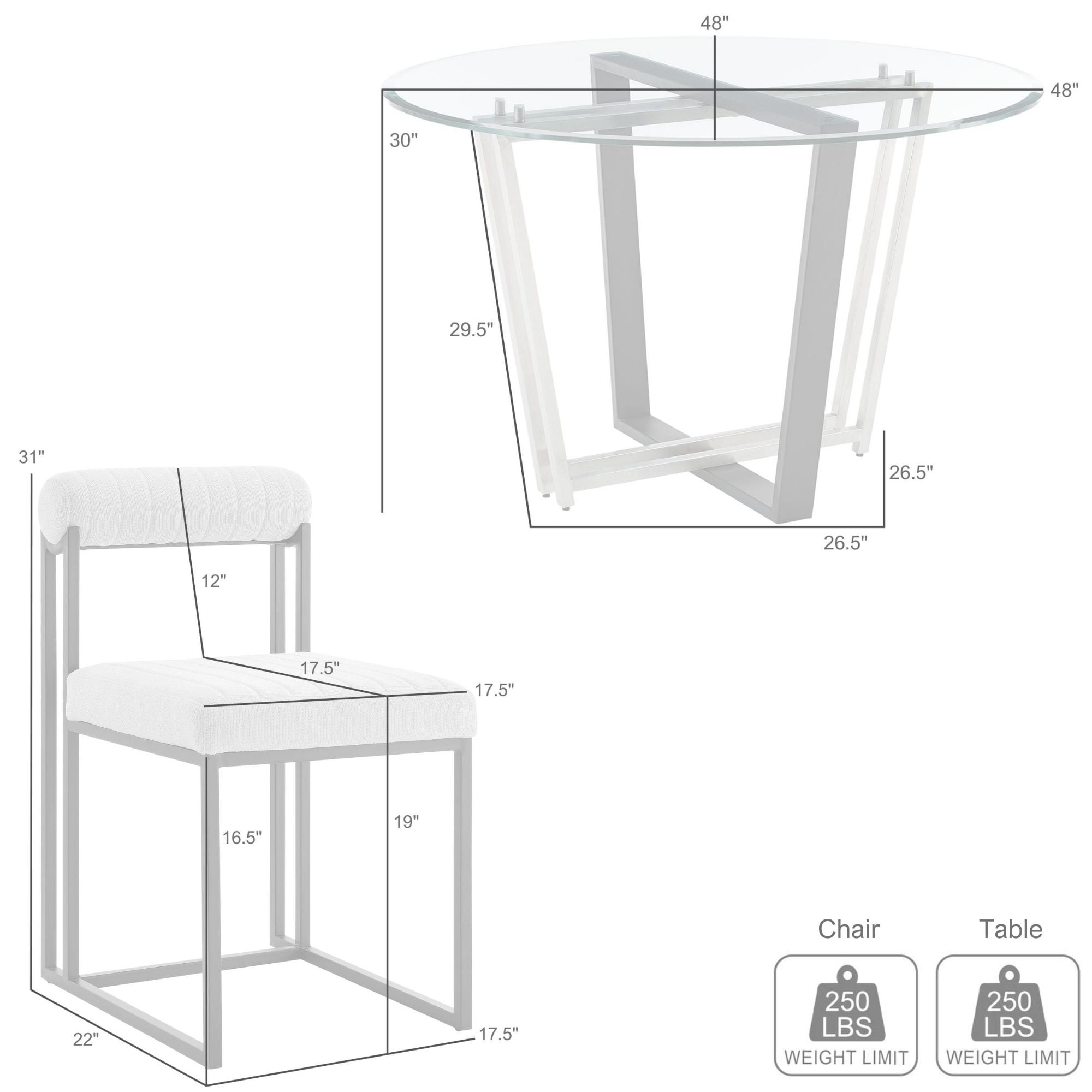 Armen Living Devi / Anastasia 5-Piece Dining Set