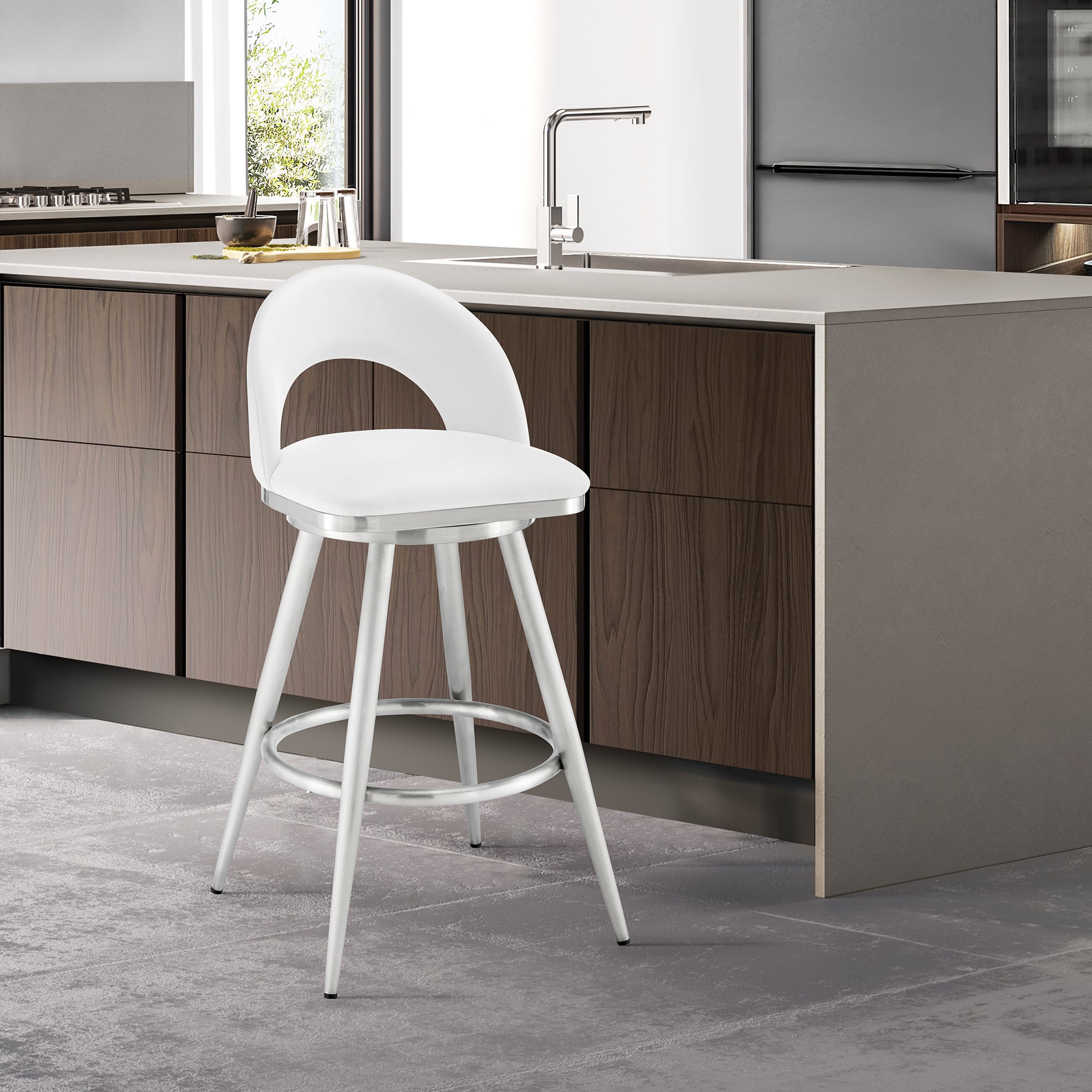 Armen Living Charlotte White Barstool