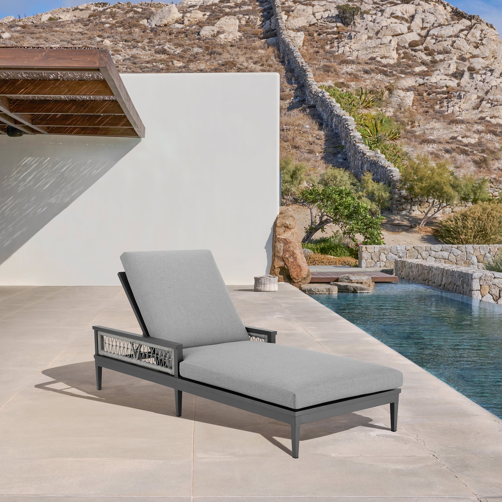 Armen Living Zella Outdoor Chaise Lounge