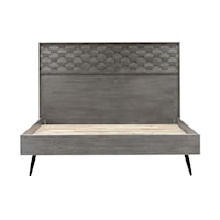 Contemporary King Gray Wood Platform Bed