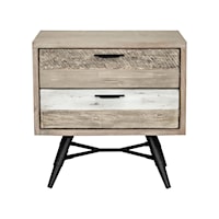 2 Drawer Nightstand in Two Tone Acacia Wood
