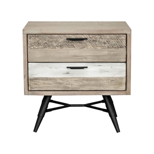 2 Drawer Nightstand in Two Tone Acacia Wood
