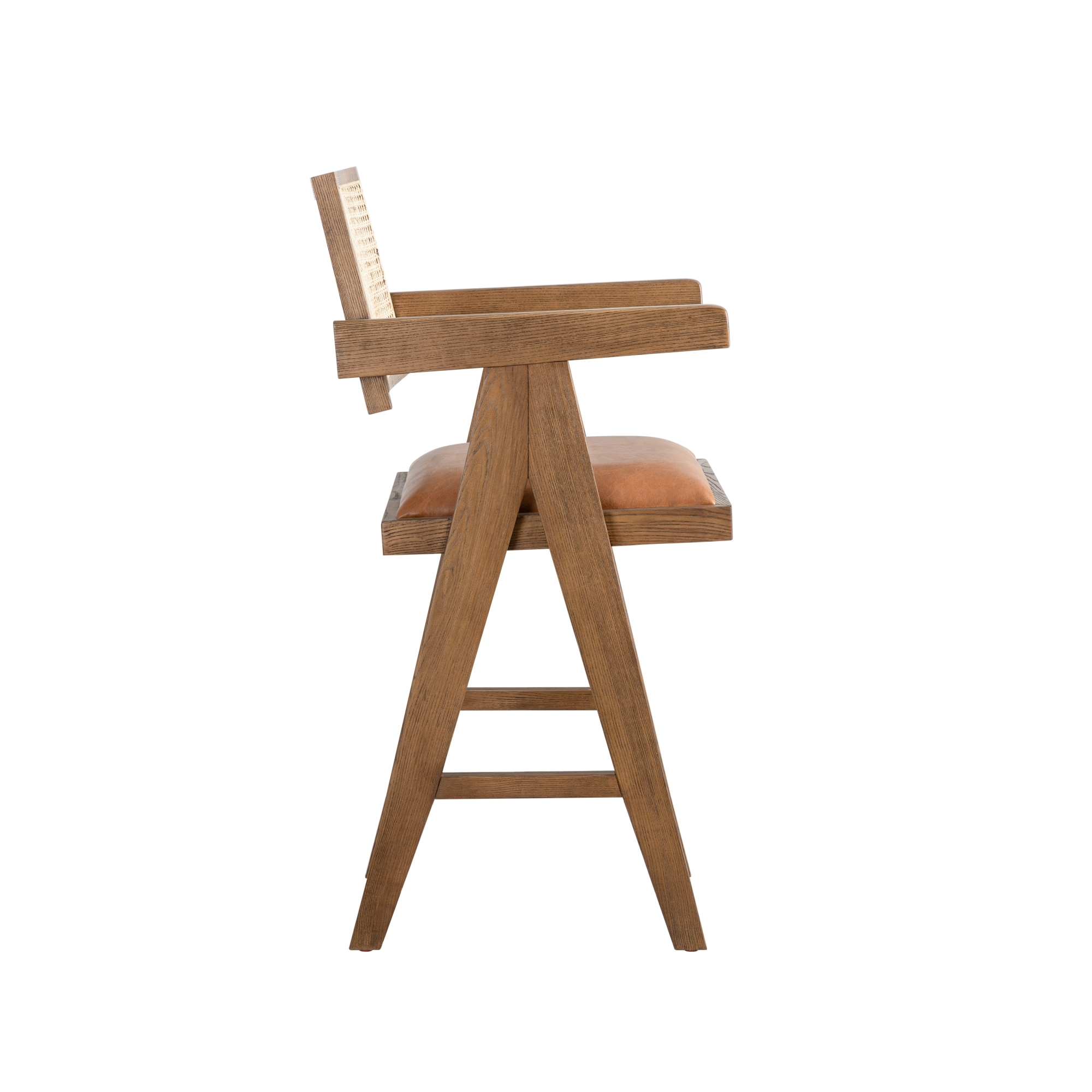 Woven-Back Counter Stool w/Upholstered Seat
