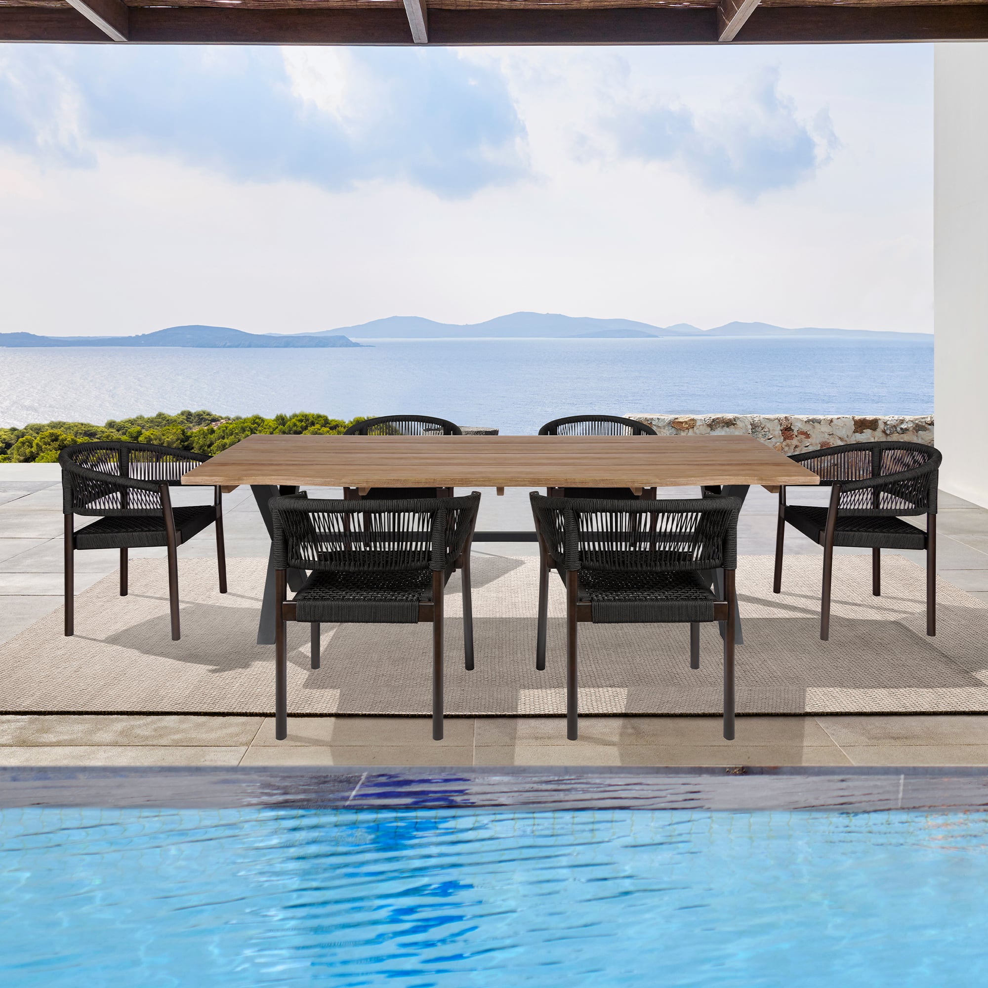 Armen Living Glendora / Doris Outdoor Dining Set
