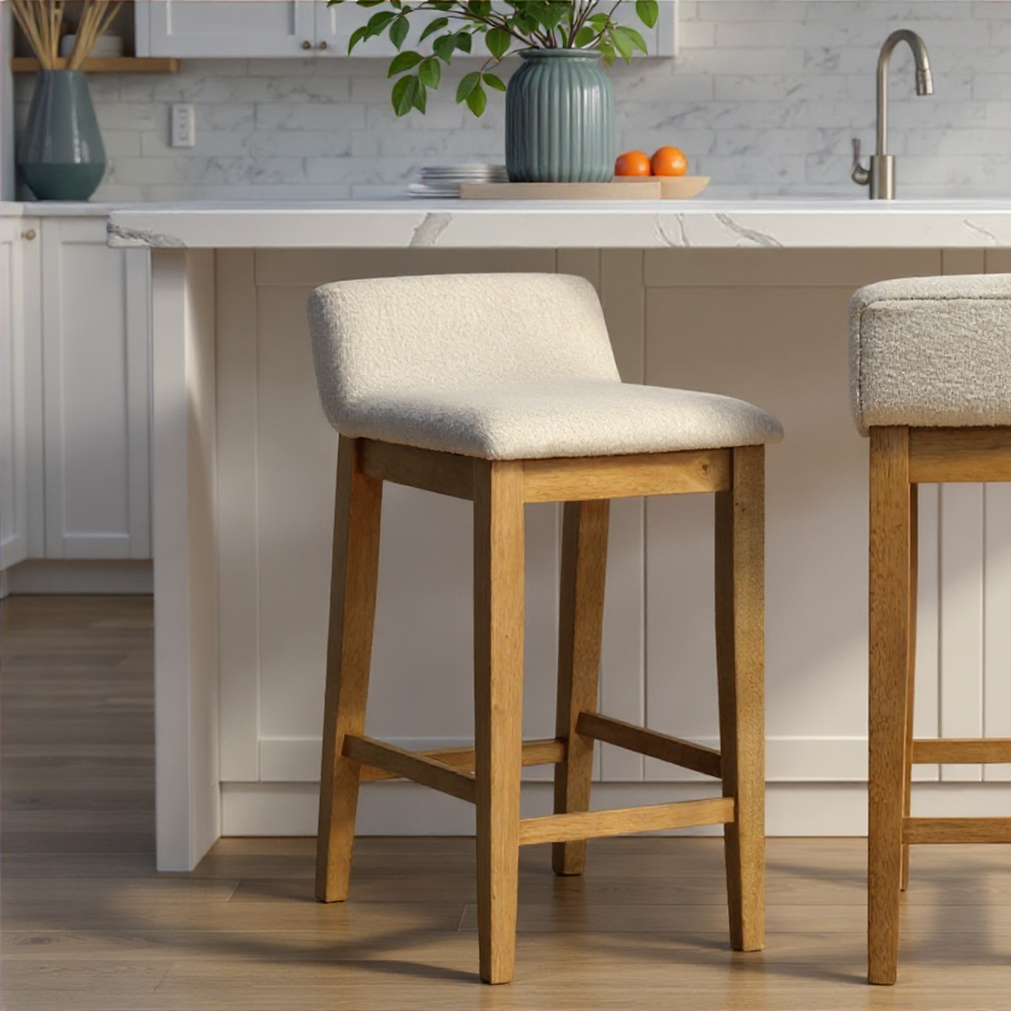 Armen Living Annikah Upholstered Low-Back Fixed Counter Stool