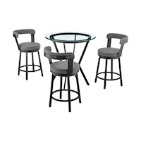 Naomi and Bryant 4-Piece Counter Height Dining Set in Black Metal and Grey Faux Leather