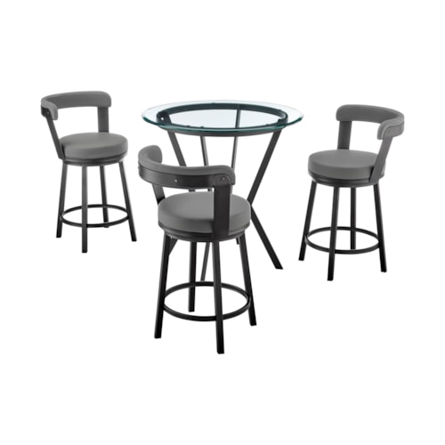 Naomi and Bryant 4-Piece Counter Height Dining Set in Black Metal and Grey Faux Leather