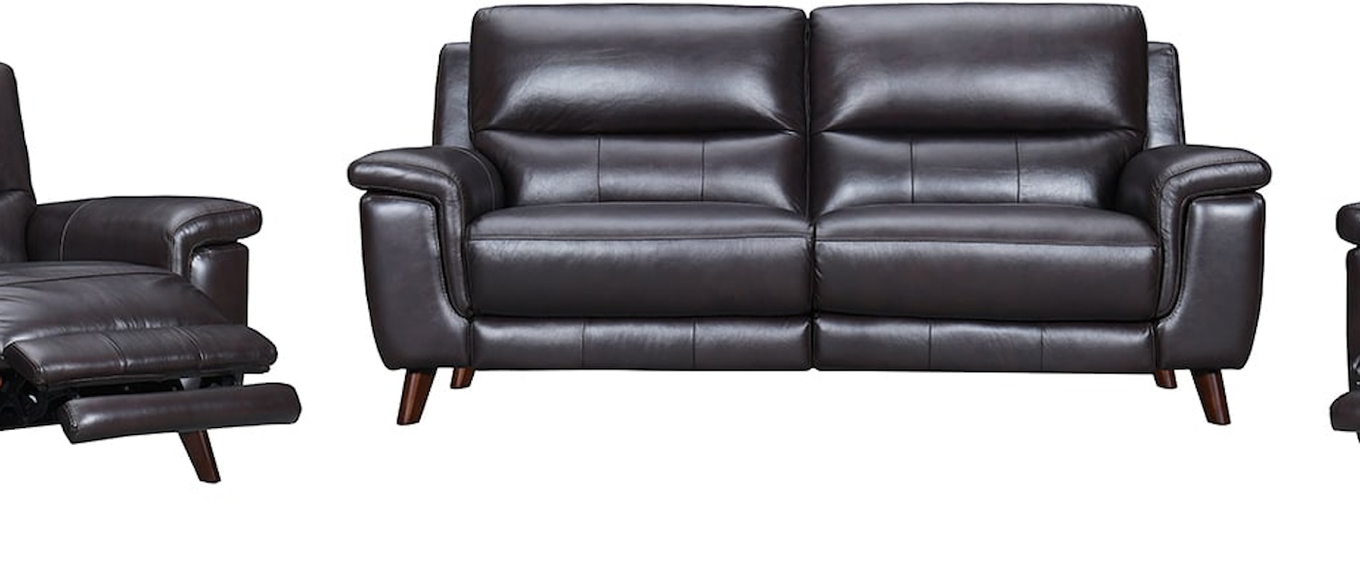 Contemporary Brown Leather Power Reclining Living Room Set with USB