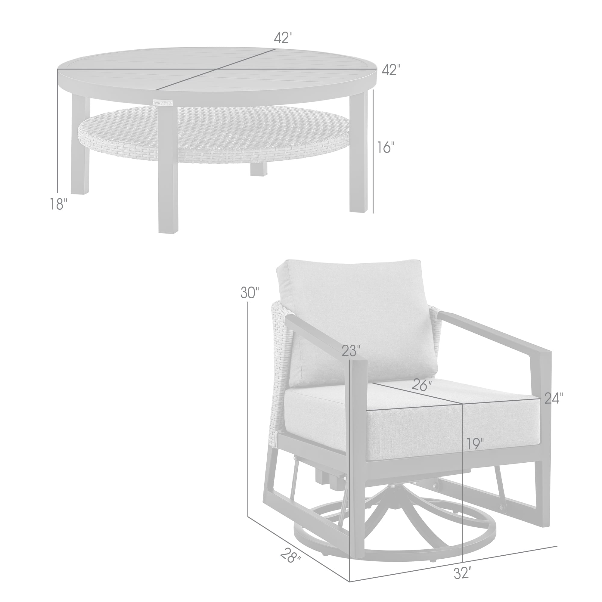 Armen Living Palma 3-Piece Outdoor Group Set