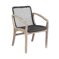 Contemporary Outdoor Dining Chair with Light Frame and Black Rope Seat