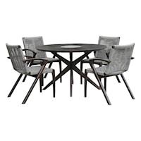 Contemporary 5-Piece Outdoor Round Dining Table Set