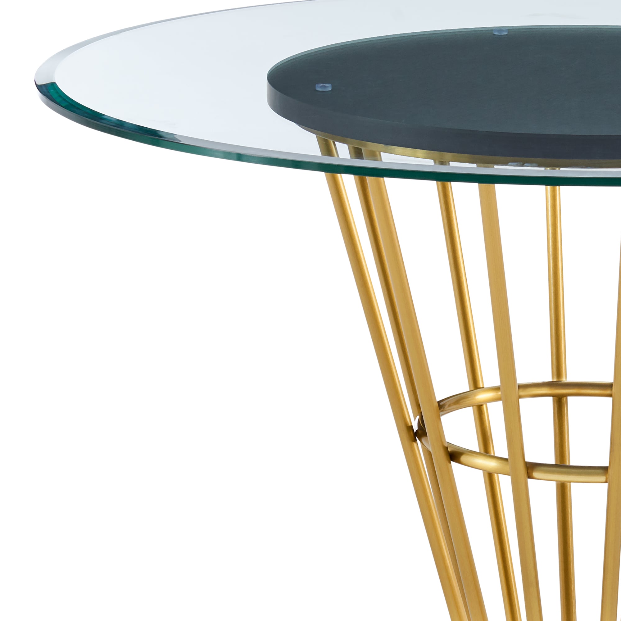 Armen Living Veronica 48" Round Glass-Top Dining Table