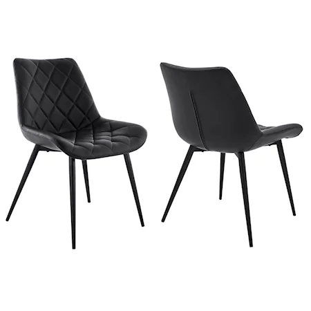 Set of 2 Contemporary Faux Leather Side Chairs