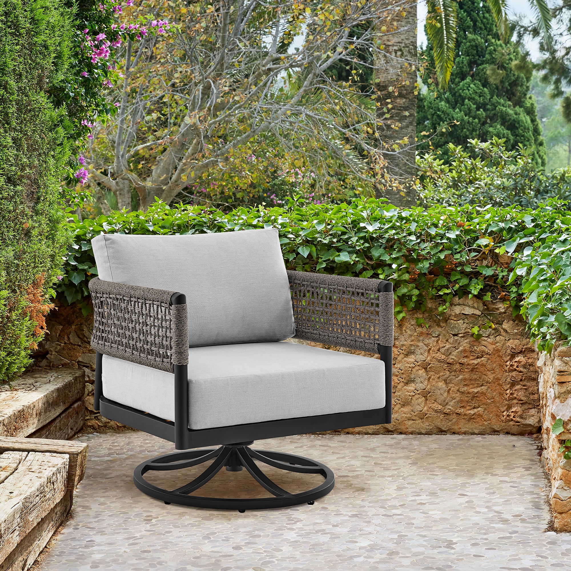 Armen Living Alegria Outdoor Swivel Chair