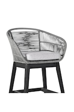 Armen Living Tutti Frutti Tutti Frutti Indoor Outdoor Bar Height Bar Stool in Black Brushed Wood with Grey Rope