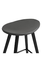 Armen Living Piper Contemporary 26" Counter Height Backless Bar Stool in Gray Faux Leather and Walnut Wood