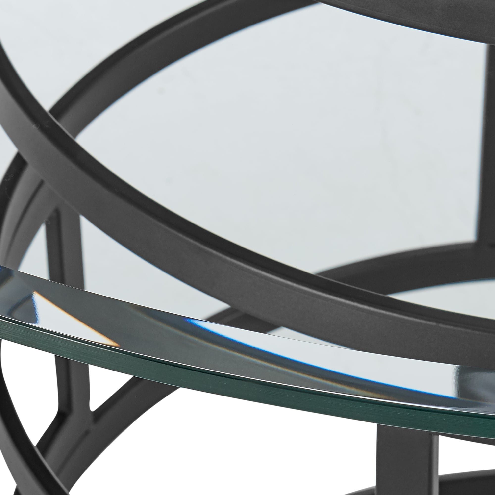 Armen Living Diaz 48" Round Glass-Top Dining Table