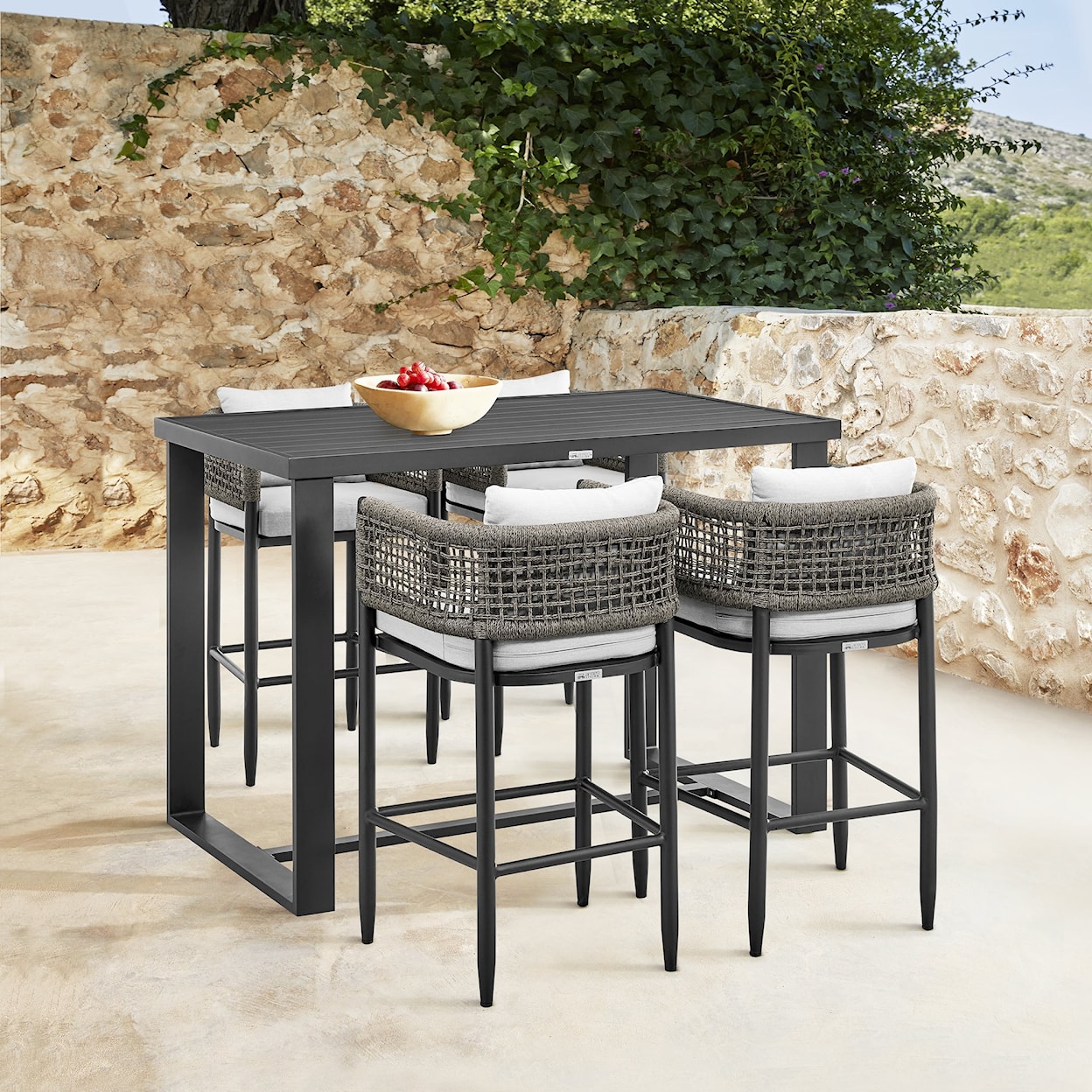 Armen Living Felicia 5-Piece Outdoor Bar Set