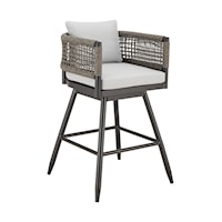 Contemporary Outdoor Swivel Barstool with Rope Detailing