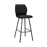 Tandy Black Faux Leather and Black Metal 30" Bar Stool