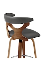 Armen Living Zenia Zenia 26" Swivel Counter Stool in Cream Faux Leather and Walnut Wood