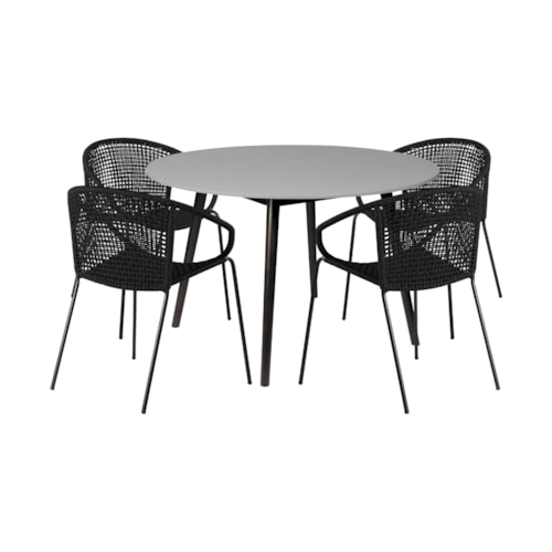 Contemporary 5-Piece Outdoor Dining Set with Barrel Back Chairs