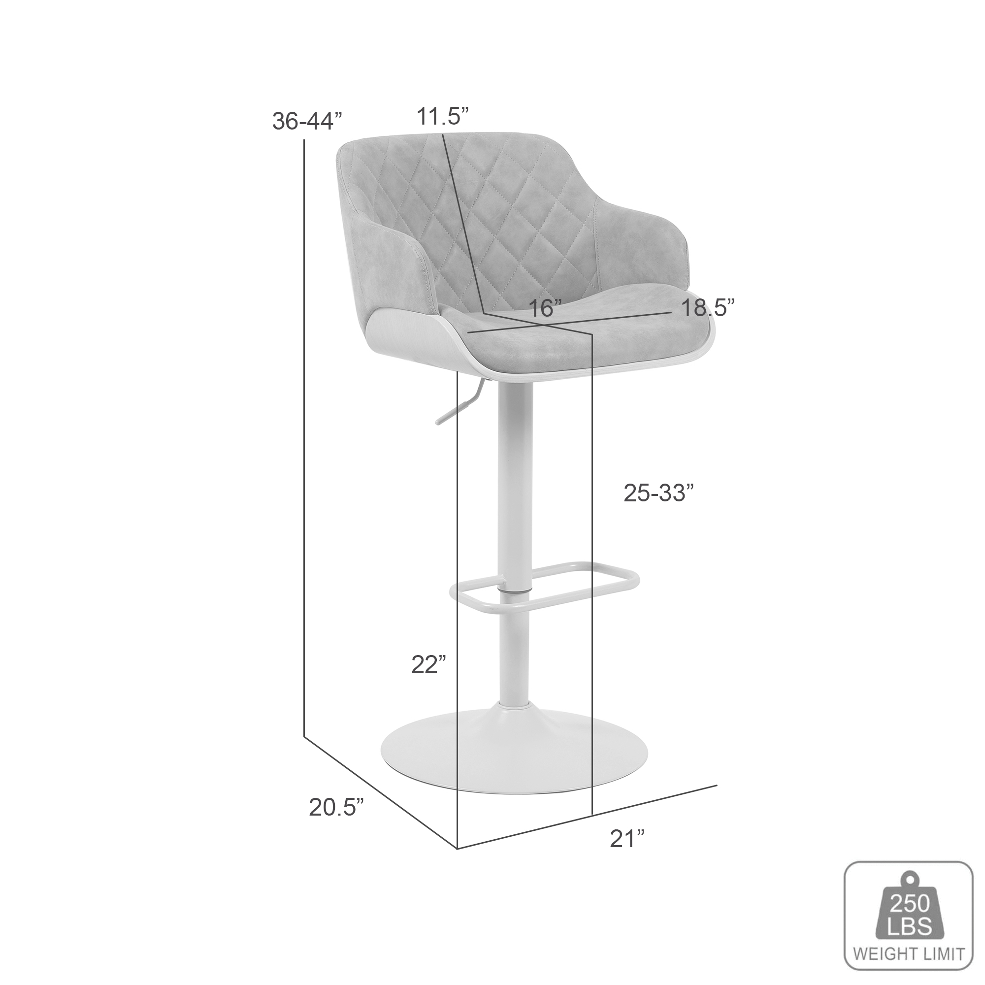 Armen Living Toby Upholstered Adjustable Bar Stool
