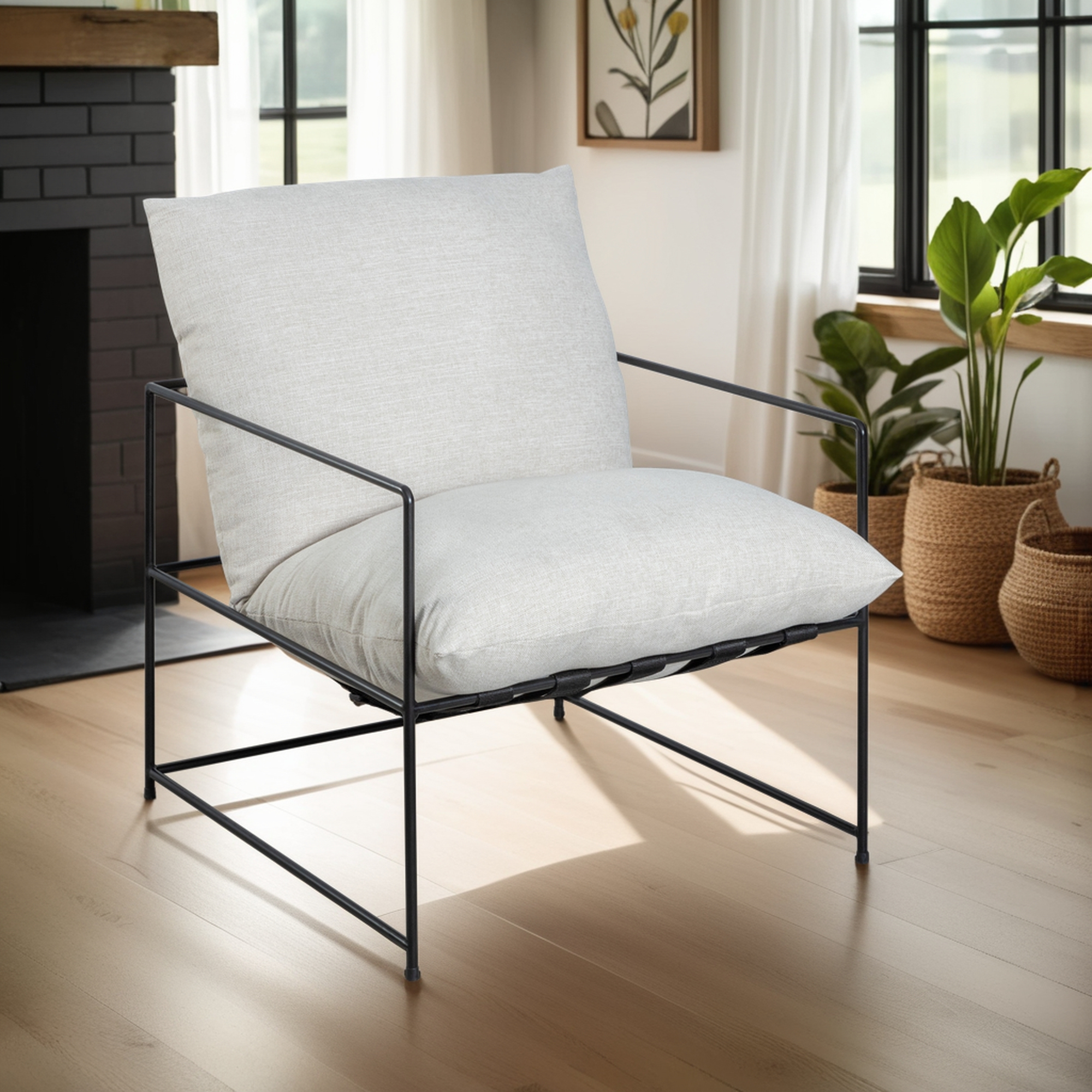 Armen Living Rogan Modern Industrial Accent Chair