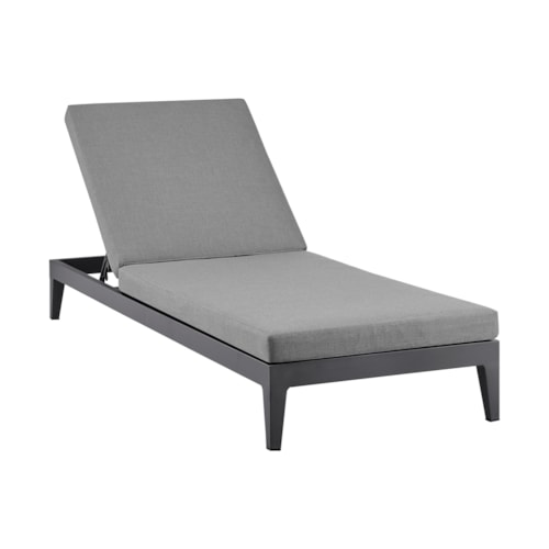 Contemporary Outdoor Adjustable Chaise Lounge with Gray Cushions