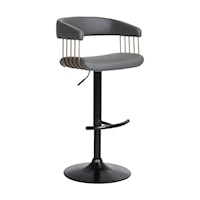 Contemporary Adjustable Upholstered Bar Stool with Metal Base